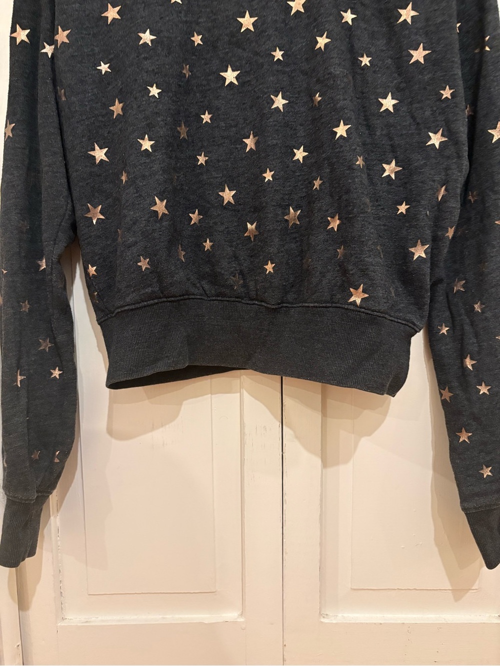 Spiritual Gangster Charcoal Star Print Cropped Sweatshirt - Picture 4 of 6